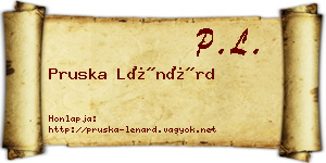 Pruska Lénárd névjegykártya